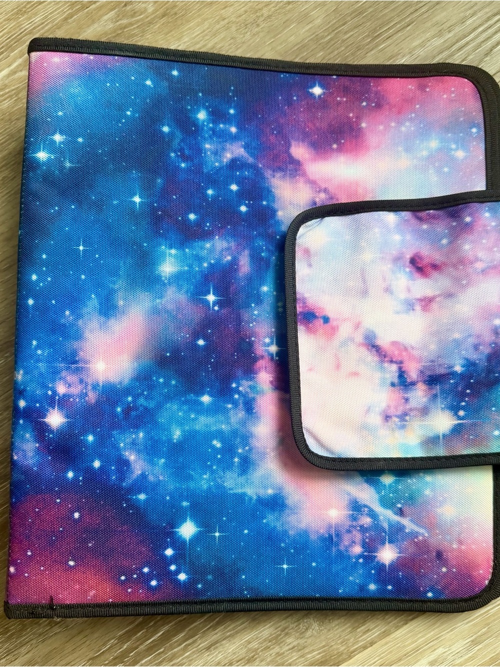 Potterybarn Teen Galaxy Print 3 ring binder and  Pouch - Blue Pink Nebula